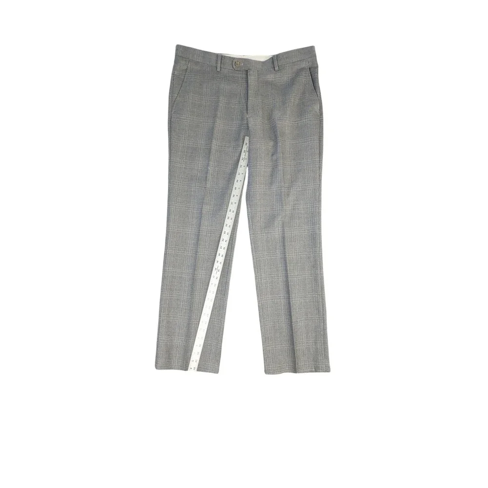 Indochino Men's 40R Gray Plaid 100% Wool 2 Piece Suit 36/37W Custom Old Money